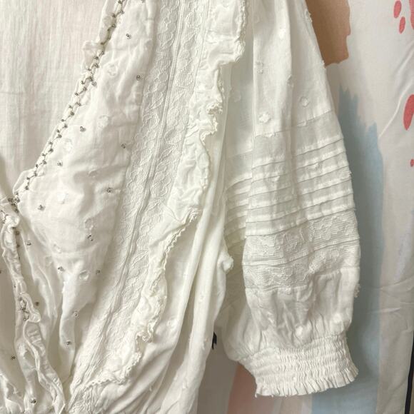 Anthropologie Duet Ginevra Ruffled Embroidered Blouse Size XL - Picture 9 of 16